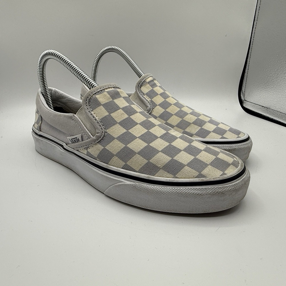 Vans Off The Wall‎ Mens US 6 W 7.5 Checkerboard Slip On Shoes Gray Tan 751505